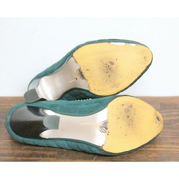 POETIC LICENCE QUILTED TEAL GREEN GENUINE LEATHER SUEDE HIGH HEEL PUMP SHOES 6M - Picture 11 of 13